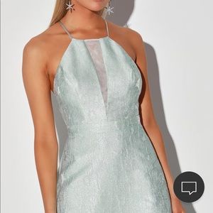 prom dress by Lulus “life of love light blue metallic sleeveless dress”👗